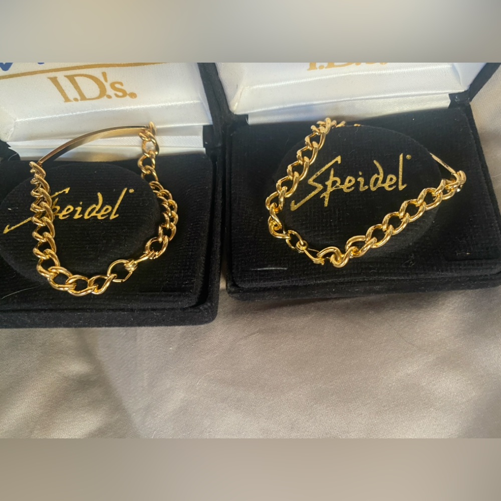 Two, Speidel Gold-Tone ID Bracelet, Gold Plated